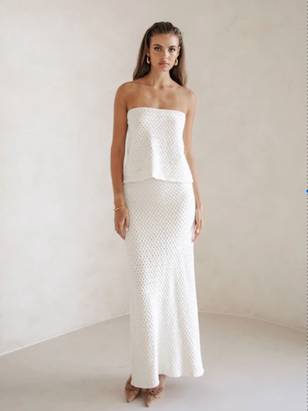 Sabo White Knit Matching Set | Knit Top XXL + Skirt XL | Cozy Neutral Set